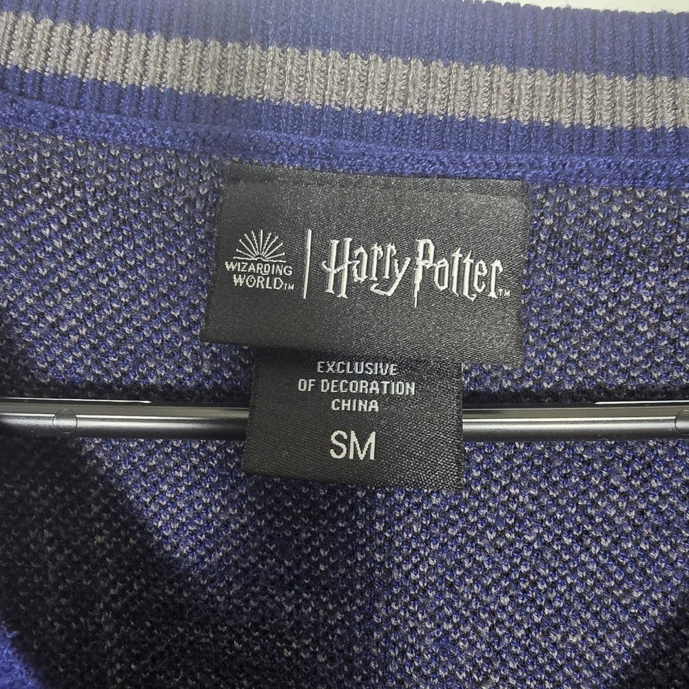 Harry Potter Ravenclaw Cardigan Sweater Blue Plaid Embroidered V-Neck Small - Picture 3 of 8